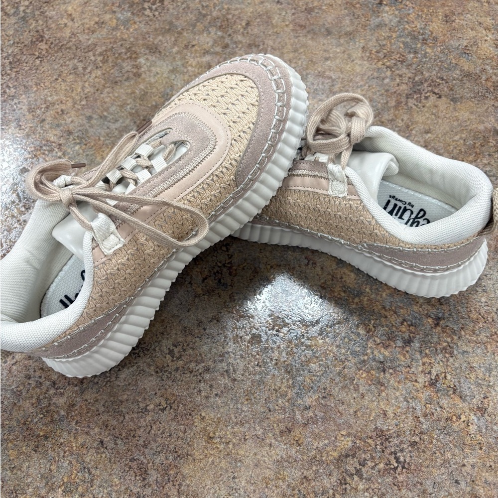 Women's Beige and White Sneakers